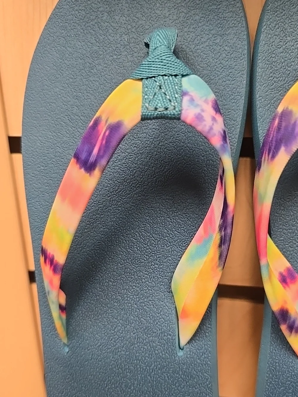 Sanuk Kids' Blue Flip Flops with Tie-Dye Straps